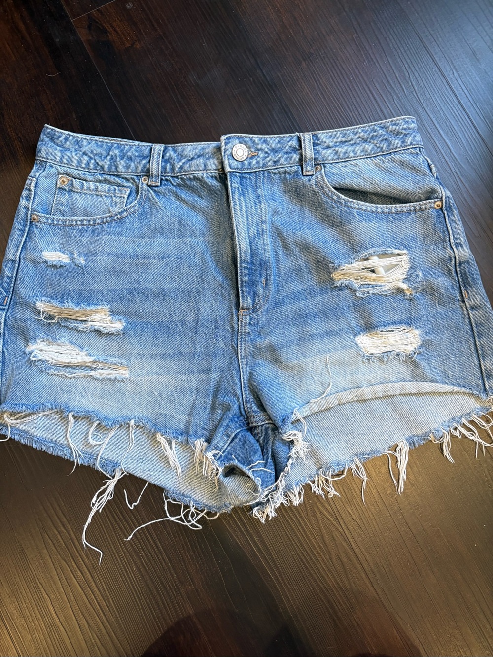Garage Light Blue Distressed Denim Jean Shorts
